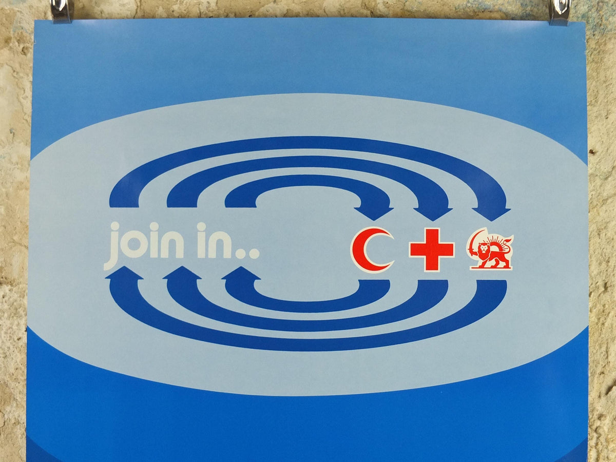 1977 Red Cross Poster, International Federation of Red Cross and Red Crescent Societies (IFRC), Join Us, humanitarian aid wall art decor