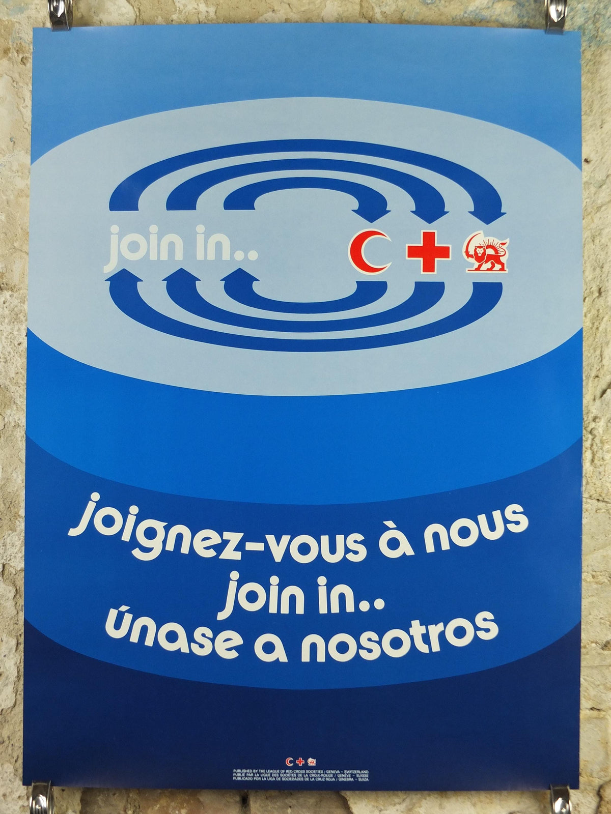 1970s Red Cross Poster, International Federation of Red Cross and Red Crescent Societies (IFRC), Join Us, humanitarian aid wall art decor
