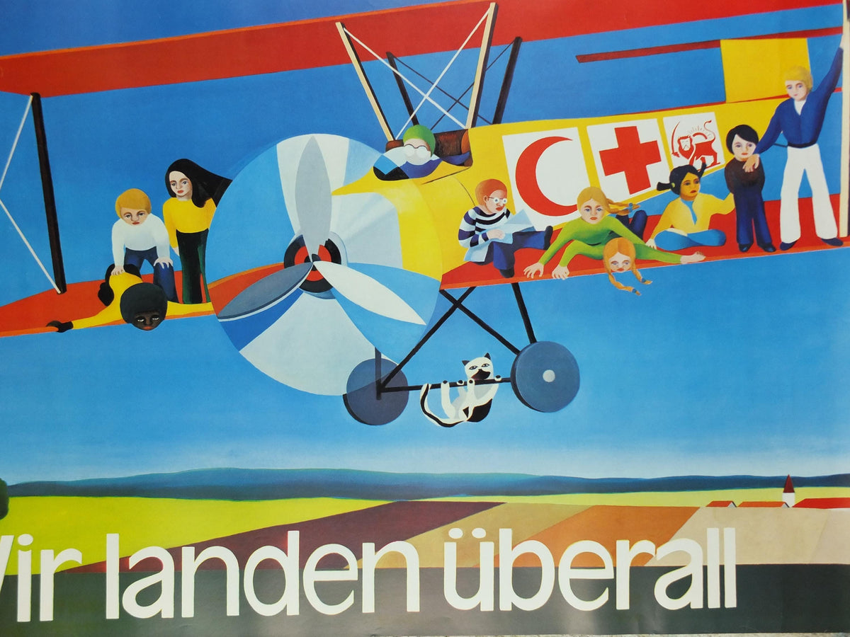 Red Cross Poster, We land anywhere, International Federation of Red Cross and Red Crescent Societies (IFRC), humanitarian aid wall art decor