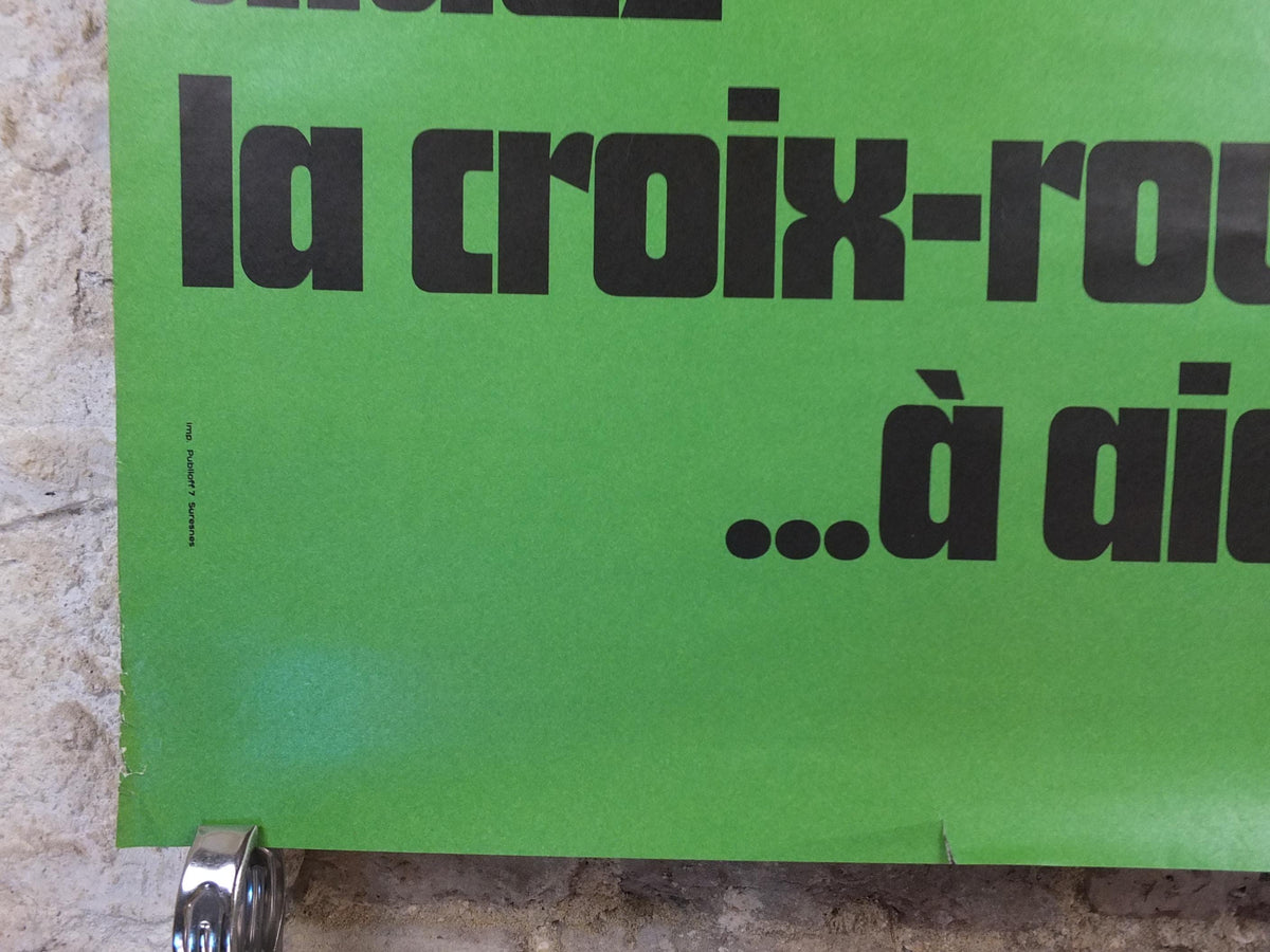 1978 Red Cross Poster, Pour un Monde plus Humain, Aidez la Croix Rouge, 150th anniversary of International Red Cross, humanitarian aid