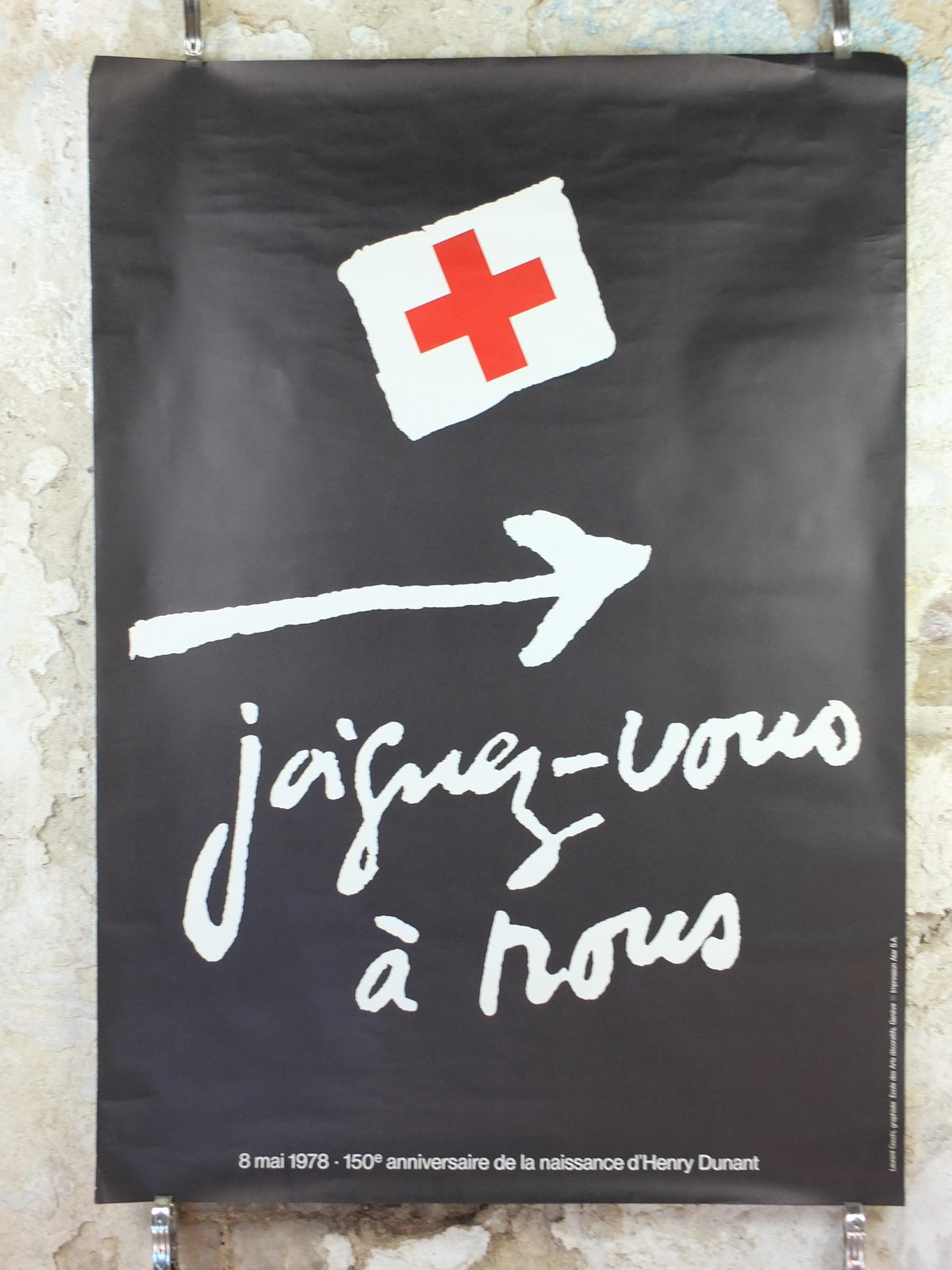 1978 Red Cross Poster, Joignez-vous à nous, La Croix Rouge, 150th anniversary of International Red Cross by Laurent Cocchi, humanitarian aid