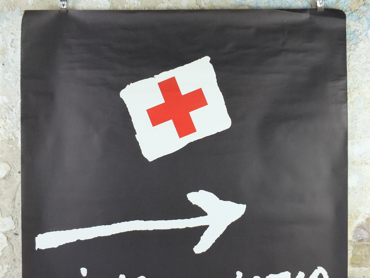 1978 Red Cross Poster, Joignez-vous à nous, La Croix Rouge, 150th anniversary of International Red Cross by Laurent Cocchi, humanitarian aid