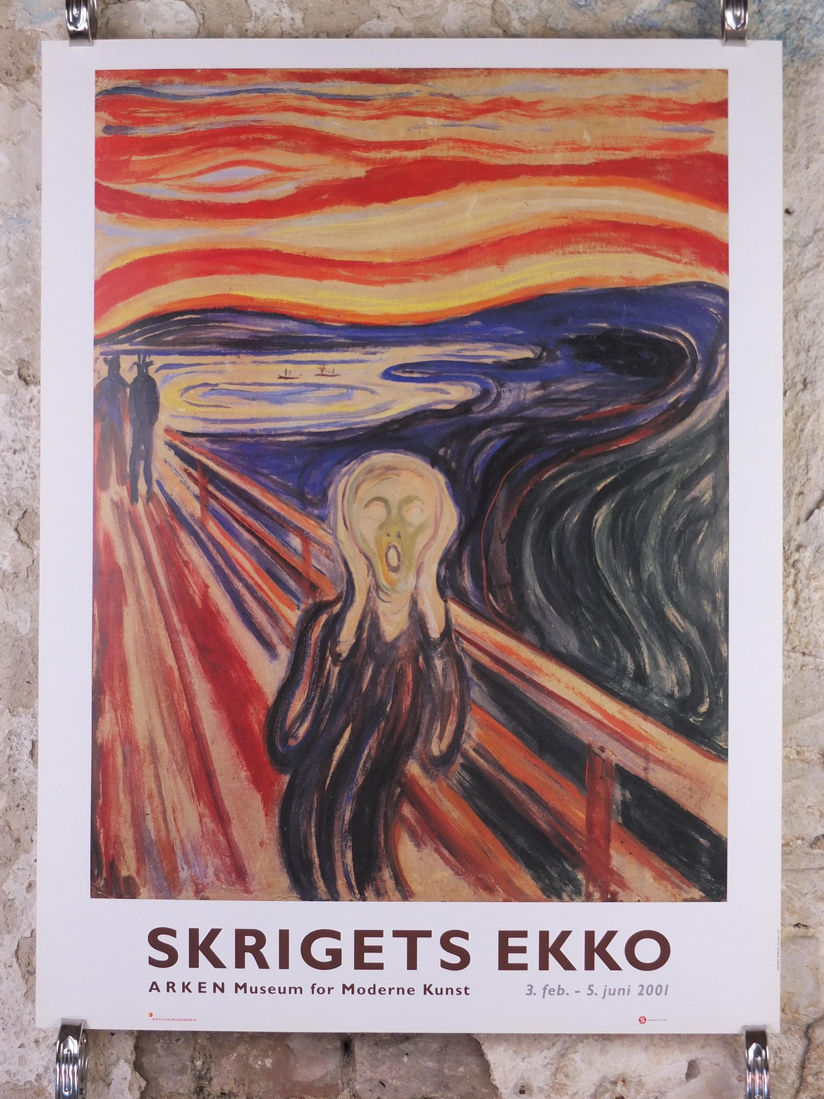 2001 Edvard Munch Poster, The Scream 1893, Arken Museum for Moderne Kunst, Expressionism, Symbolism, gallery exhibition, wall art decor