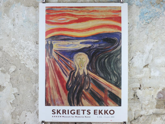 2001 Edvard Munch Poster, The Scream 1893, Arken Museum for Moderne Kunst, Expressionism, Symbolism, gallery exhibition, wall art decor