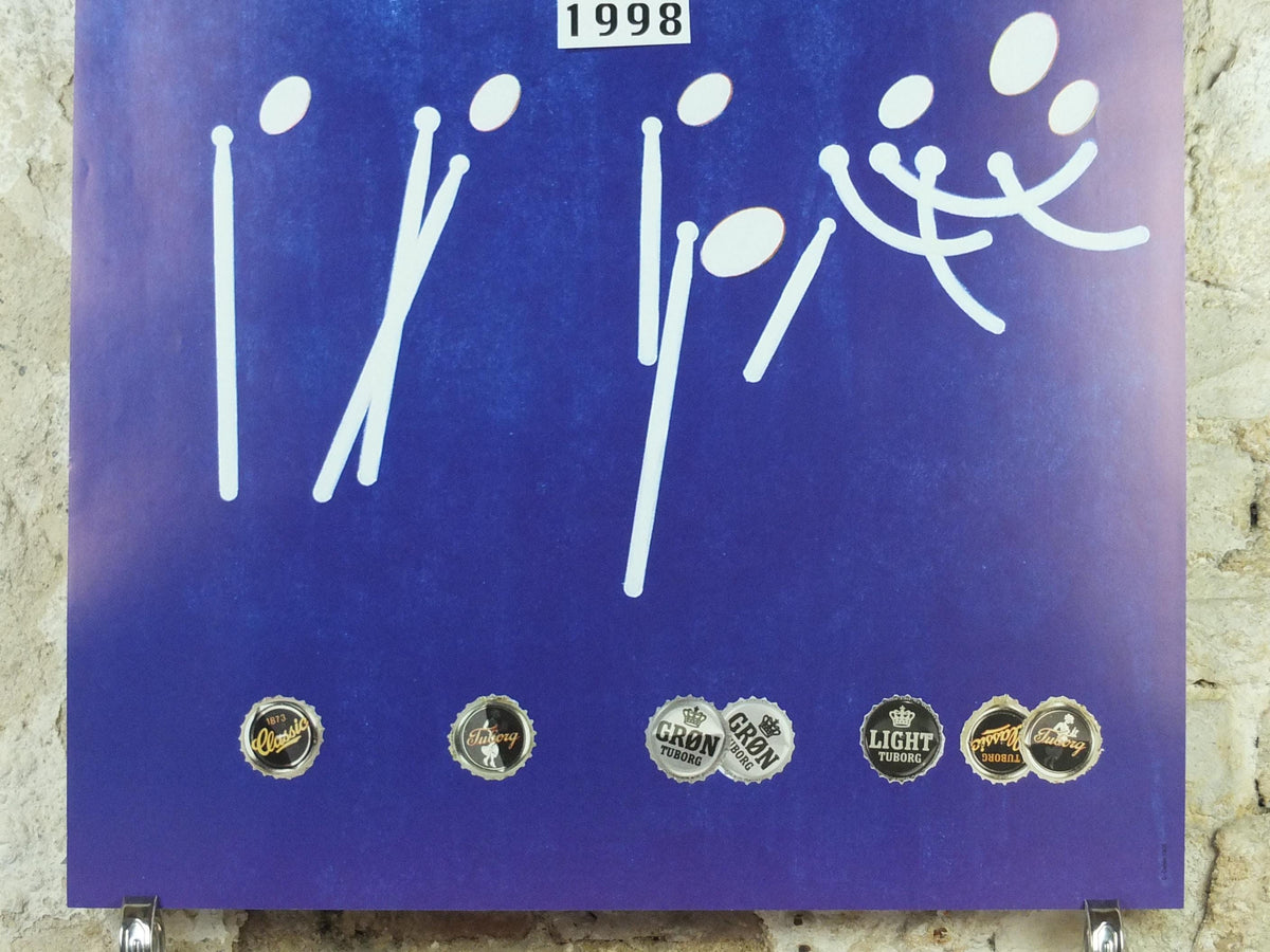 1998 Copenhagen Jazz Festival Poster, Abstract and Tuborg Beer, by D Dahlin, Denmark, music, wall art decor
