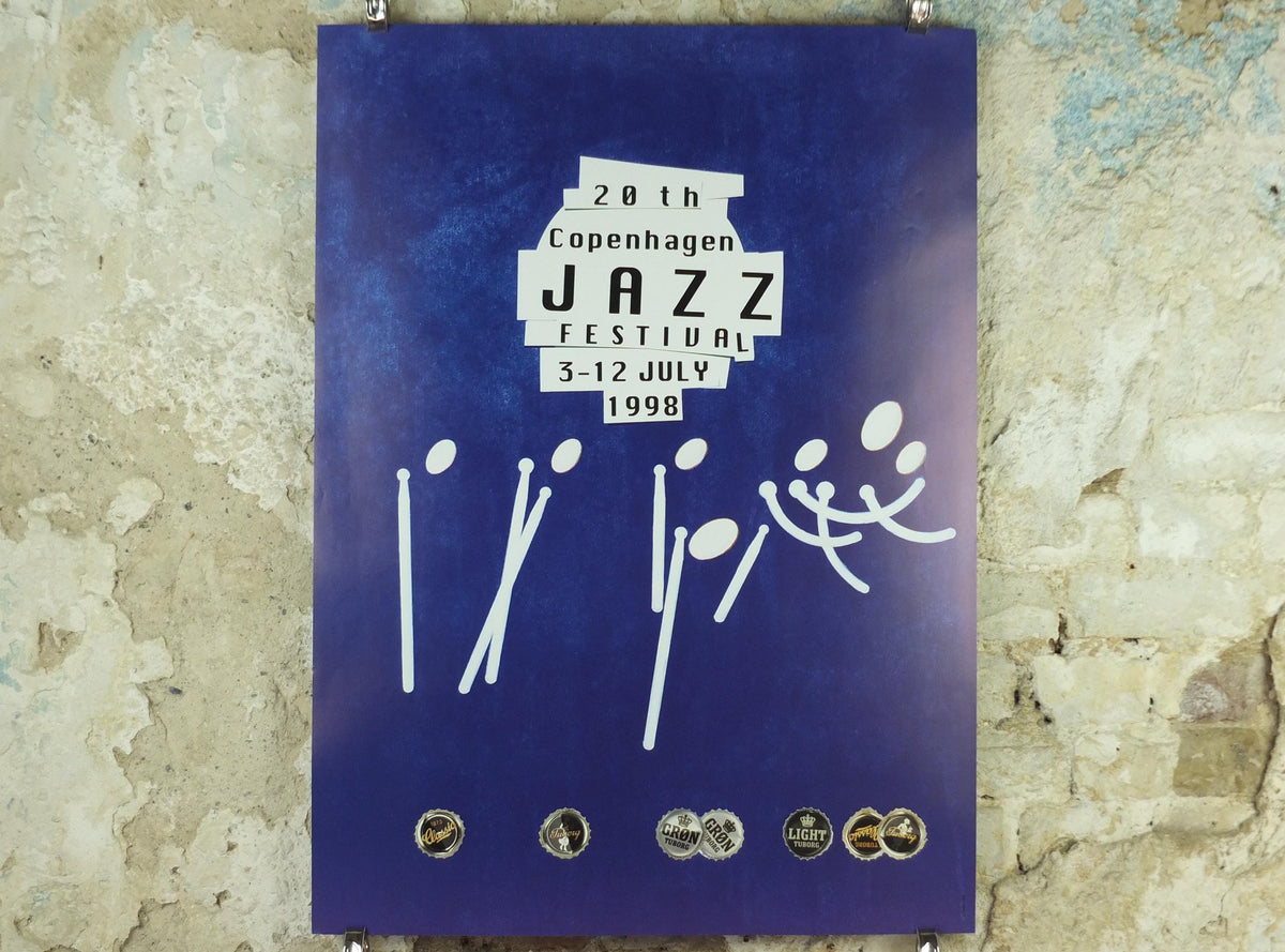 1998 Copenhagen Jazz Festival Poster, Abstract and Tuborg Beer, by D Dahlin, Denmark, music, wall art decor