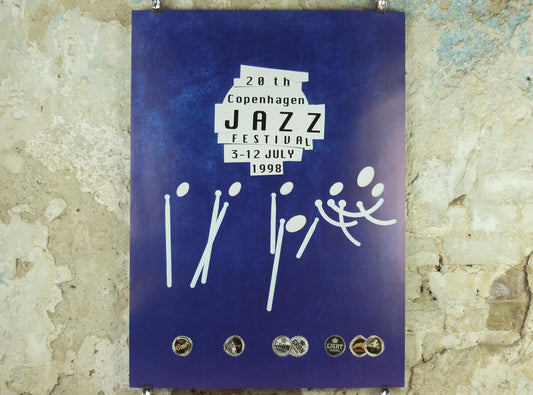1998 Copenhagen Jazz Festival Poster, Abstract and Tuborg Beer, by D Dahlin, Denmark, music, wall art decor