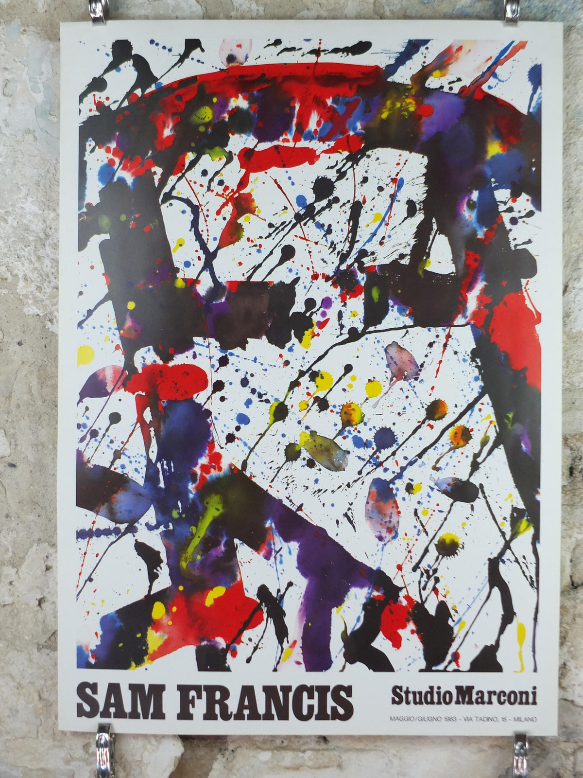1983 Sam Francis Poster, Studio Marconi, abstract expressionism, gallery exhibition, wall art decor