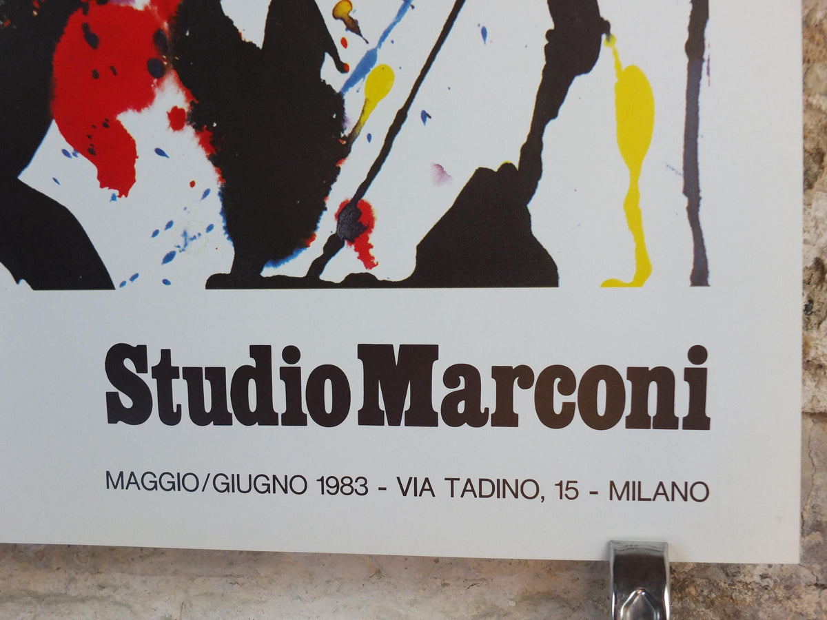1983 Sam Francis Poster, Studio Marconi, abstract expressionism, gallery exhibition, wall art decor