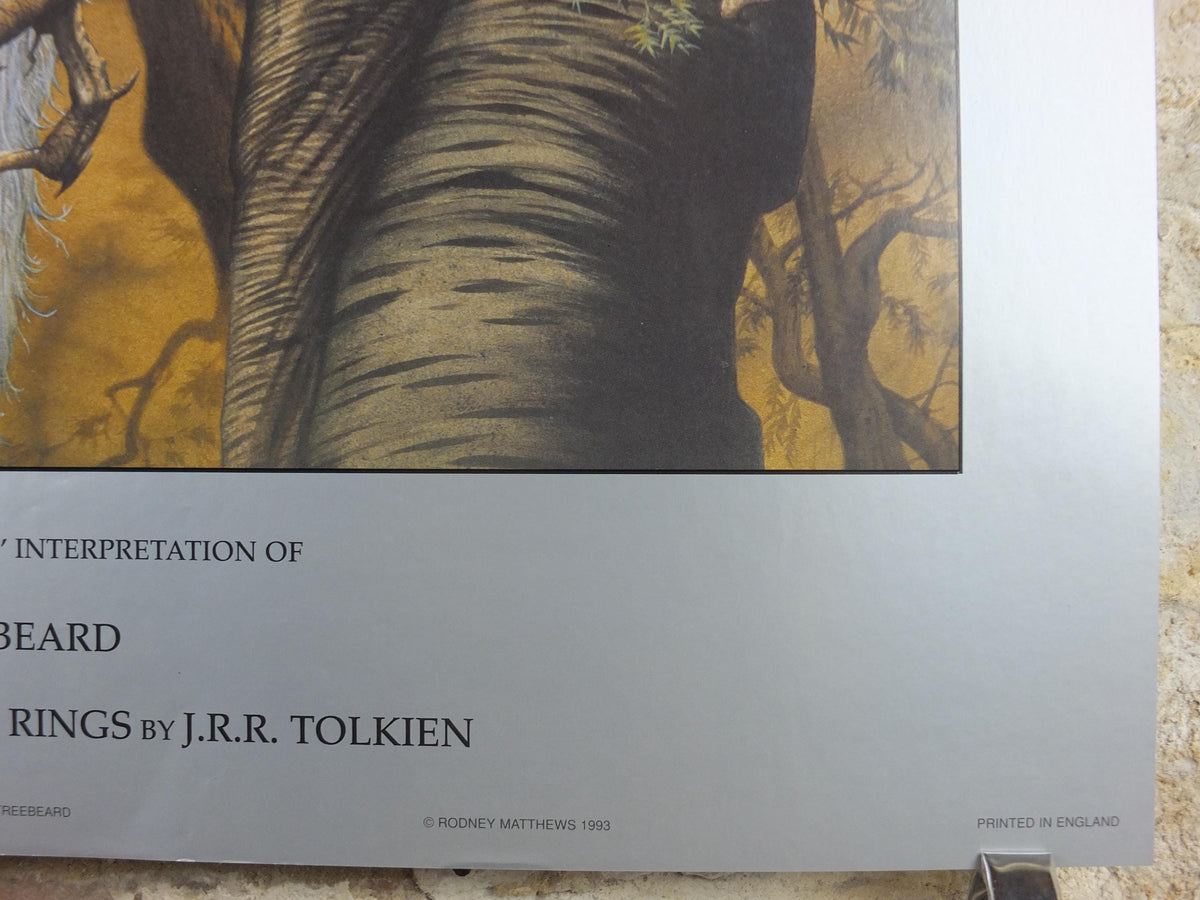 1993 Lord of the Rings Poster, Treebeard with Merry and Pippen, Hobbits & Ents, JRR Tolkien by Rodney Matthews, Middle Earth, wall art decor