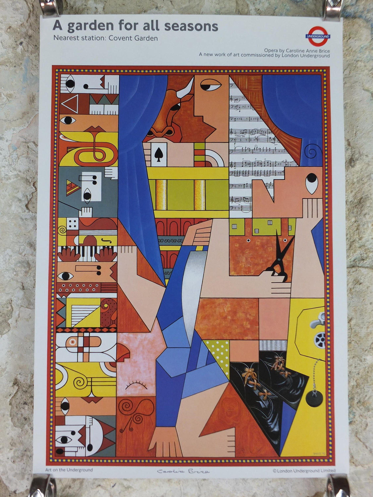 1992 Tube London Underground Poster, Covent Garden, A Garden for All Seasons, by Caroline Anne Brice, travel history, wall art decor