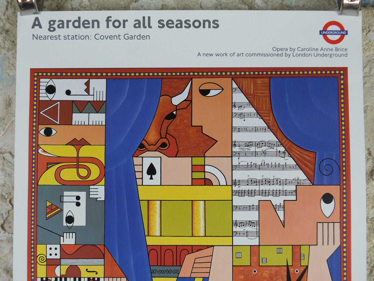 1992 Tube London Underground Poster, Covent Garden, A Garden for All Seasons, by Caroline Anne Brice, travel history, wall art decor