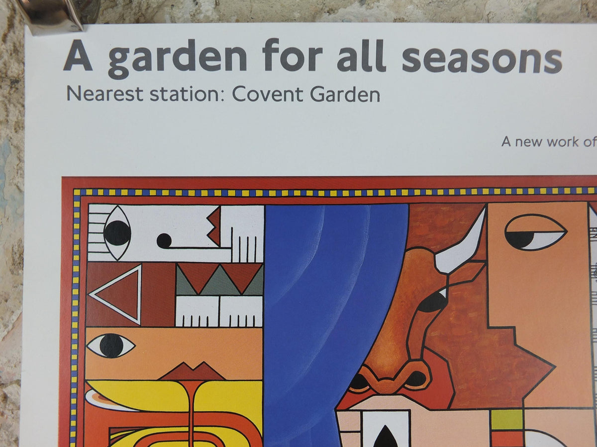1992 Tube London Underground Poster, Covent Garden, A Garden for All Seasons, by Caroline Anne Brice, travel history, wall art decor
