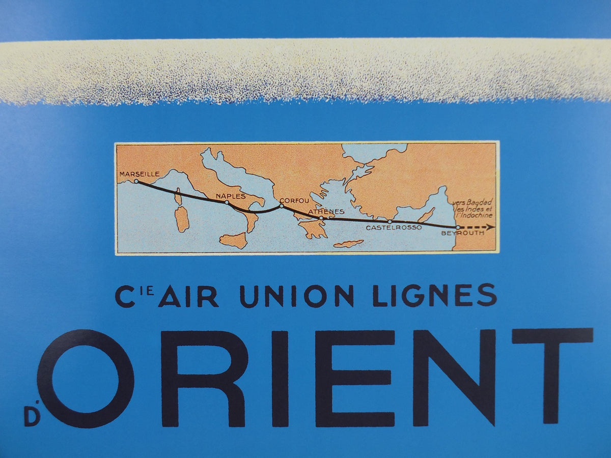 Cie Air Union Lignes Orient Poster, vintage French Airline by Jean Olivier 1929, reprint from 1999, modernist art deco, wall art decor