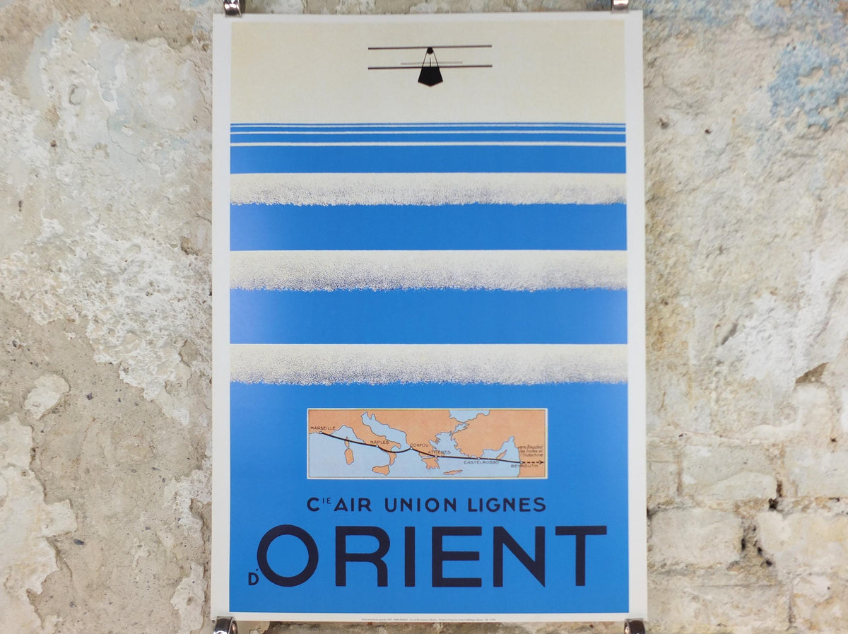 Cie Air Union Lignes Orient Poster, vintage French Airline by Jean Olivier 1929, reprint from 1999, modernist art deco, wall art decor
