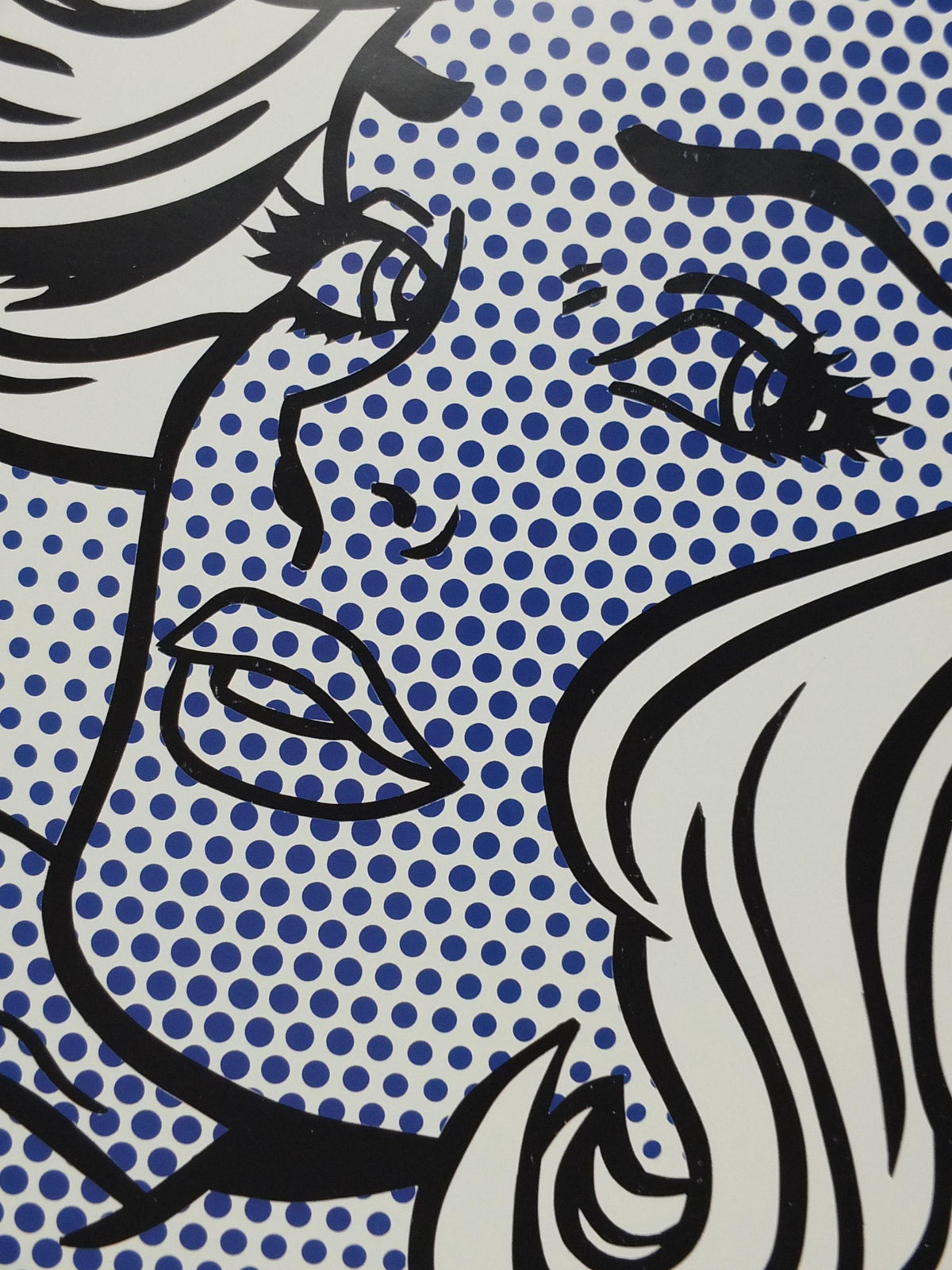 1996 Roy Lichtenstein Poster, "Seductive Girl" 1996, reclining girl with smouldering eyes adjusting her hair, Pop Art Gallery wall art decor