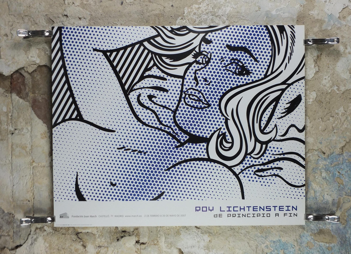 1996 Roy Lichtenstein Poster, "Seductive Girl" 1996, reclining girl with smouldering eyes adjusting her hair, Pop Art Gallery wall art decor