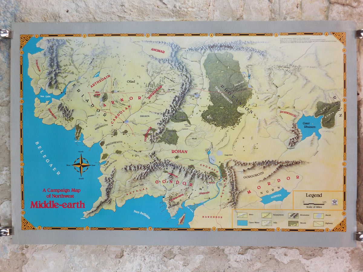 1989 Campaign Map of North West Middle Earth Poster, J.R.R. Tolkien, by Eric Hotz Peter Fenlon, Lord of the Rings, Hobbit, fantasy wall art