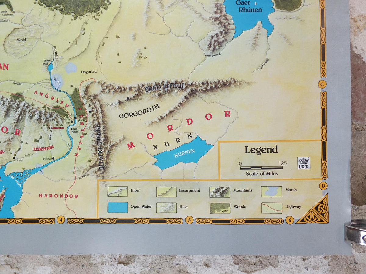 1989 Campaign Map of North West Middle Earth Poster, J.R.R. Tolkien, by Eric Hotz Peter Fenlon, Lord of the Rings, Hobbit, fantasy wall art