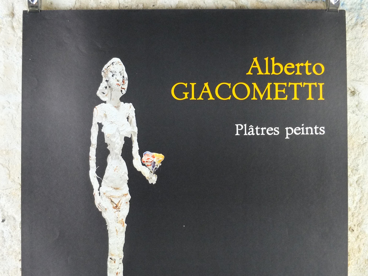 1984 Alberto Giacometti Poster, Standing woman with bouquet of flowers, Adrien Maeght, Modernism, gallery exhibition, wall art decor