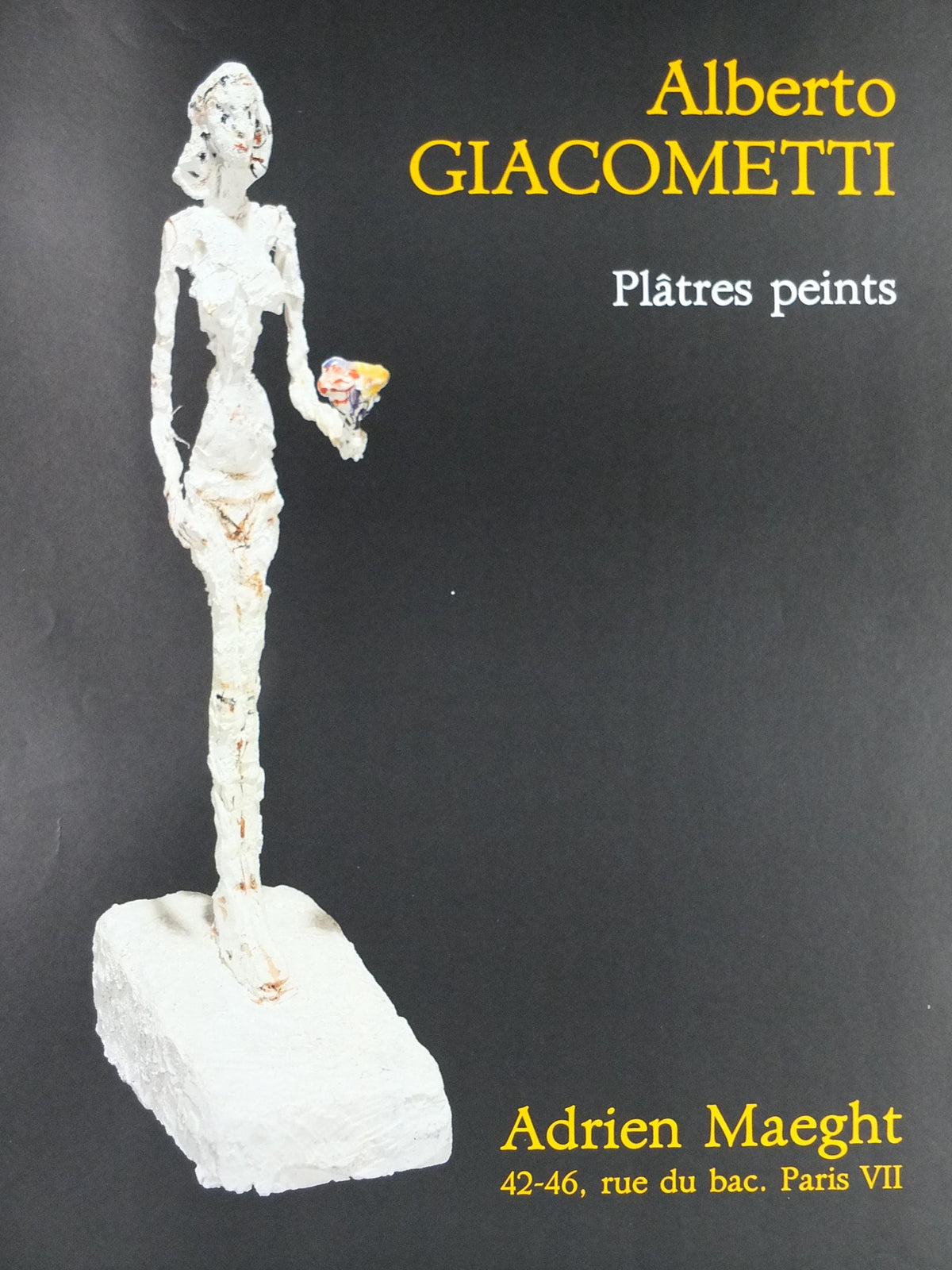 1984 Alberto Giacometti Poster, Standing woman with bouquet of flowers, Adrien Maeght, Modernism, gallery exhibition, wall art decor