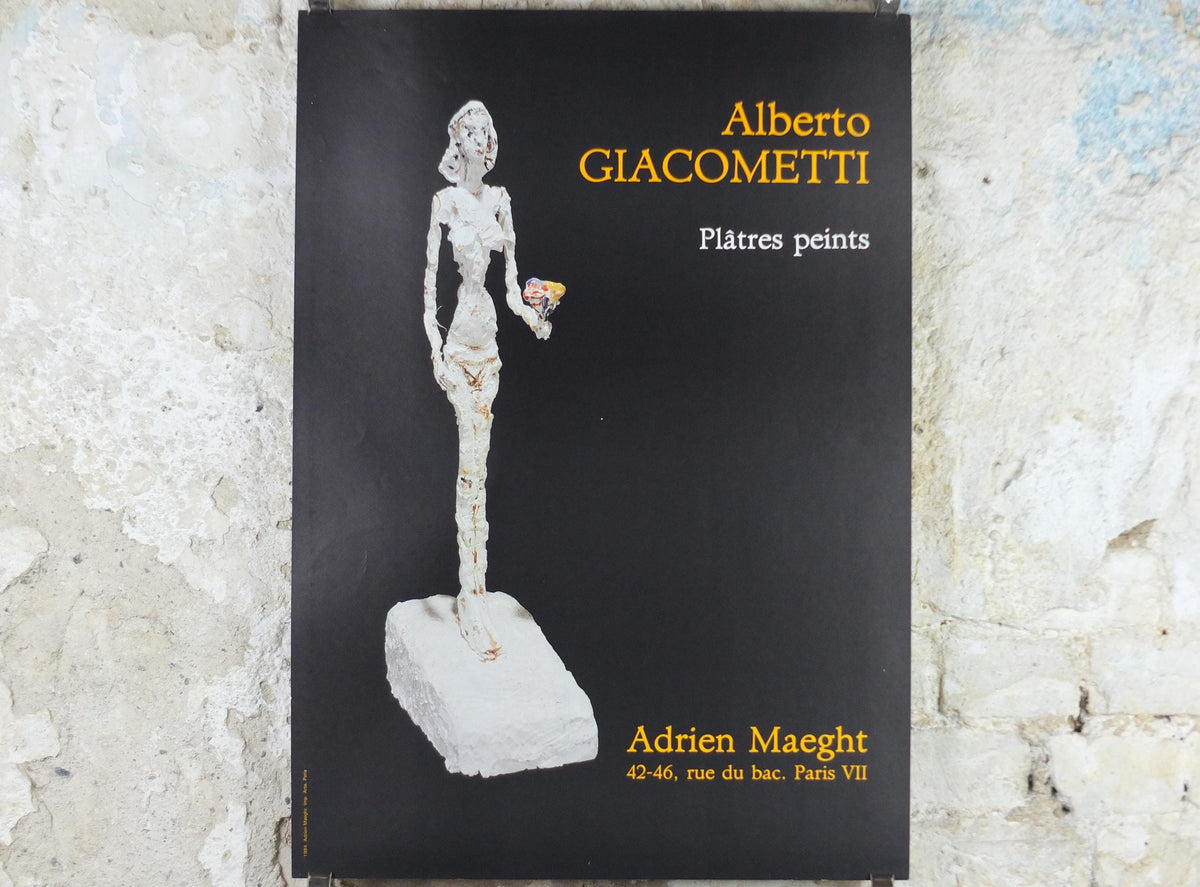 1984 Alberto Giacometti Poster, Standing woman with bouquet of flowers, Adrien Maeght, Modernism, gallery exhibition, wall art decor