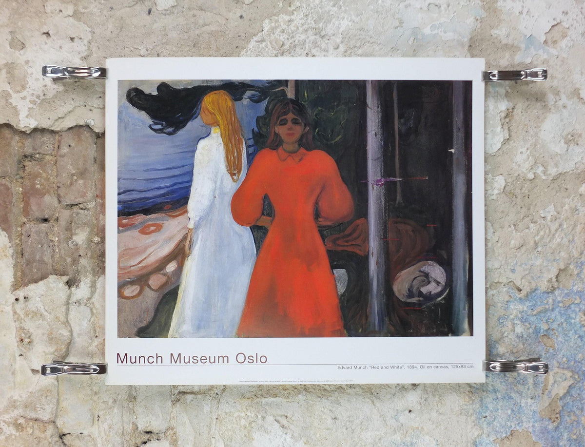 2000 Edvard Munch Poster, Red and White 1894, Munch Museet, Norway, Expressionism, Symbolism, gallery exhibition, wall art decor