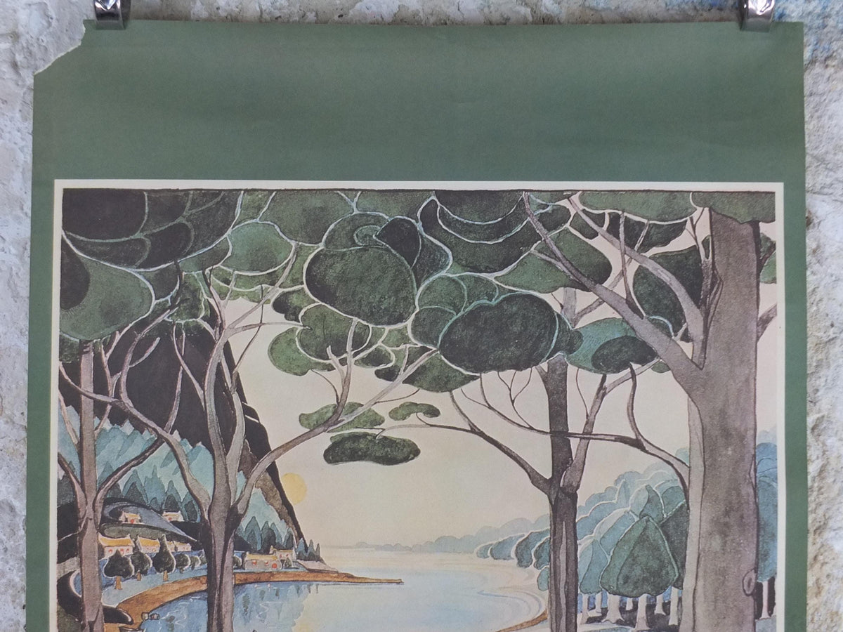 1970s Bilbo Comes to the Huts of the Raft Elves Poster, by J.R.R. Tolkien, George Allen & Unwin, The Hobbit, fantasy wall art decor