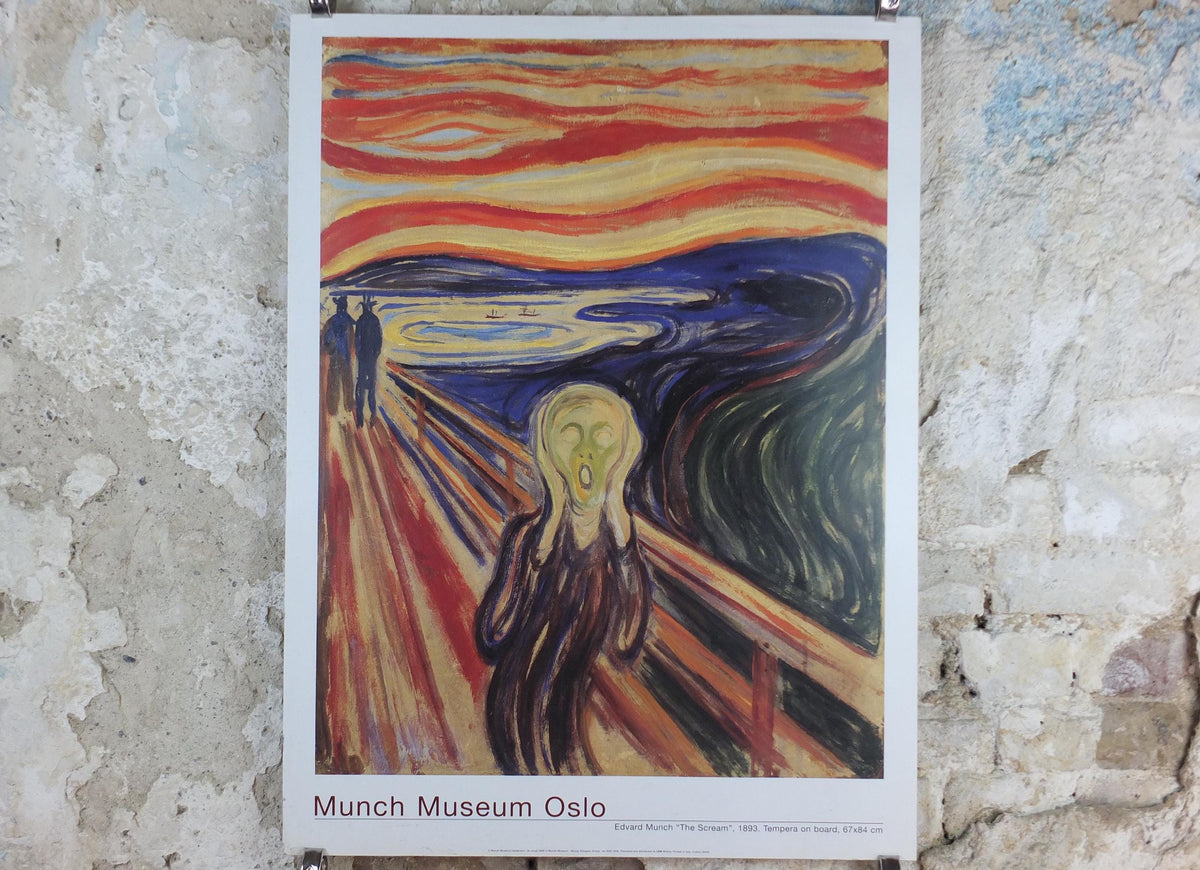 2000 Edvard Munch Poster, The Scream 1893, Skrik Munch Museet, Norway, Expressionism, Symbolism, gallery exhibition, wall art decor