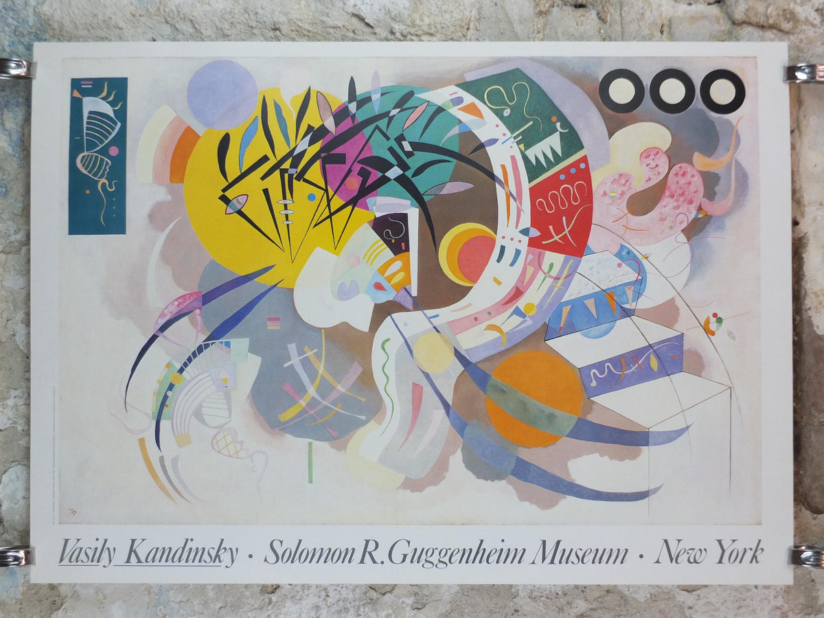 1980s Vasily Kandinsky Poster, Dominant Curve 1936, abstract art and expressionism, Guggenheim gallery exhibition wall art decor