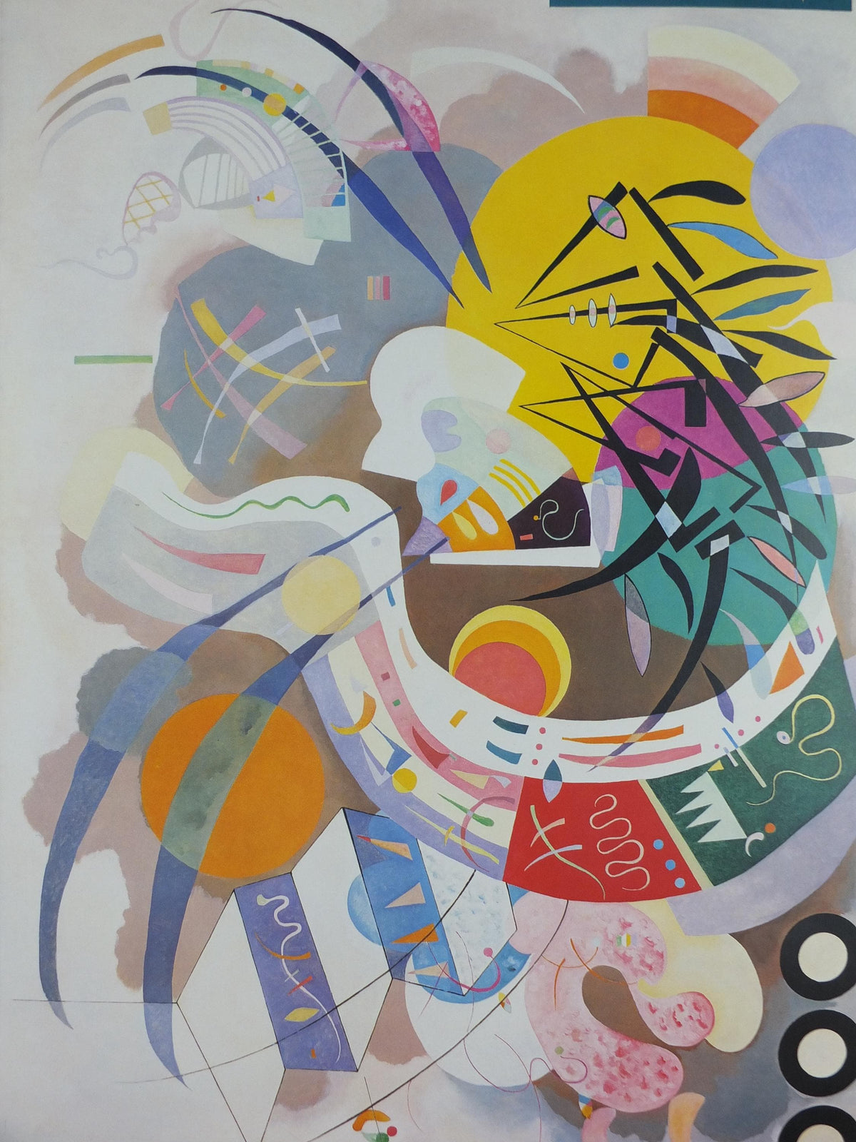 1980s Vasily Kandinsky Poster, Dominant Curve 1936, abstract art and expressionism, Guggenheim gallery exhibition wall art decor