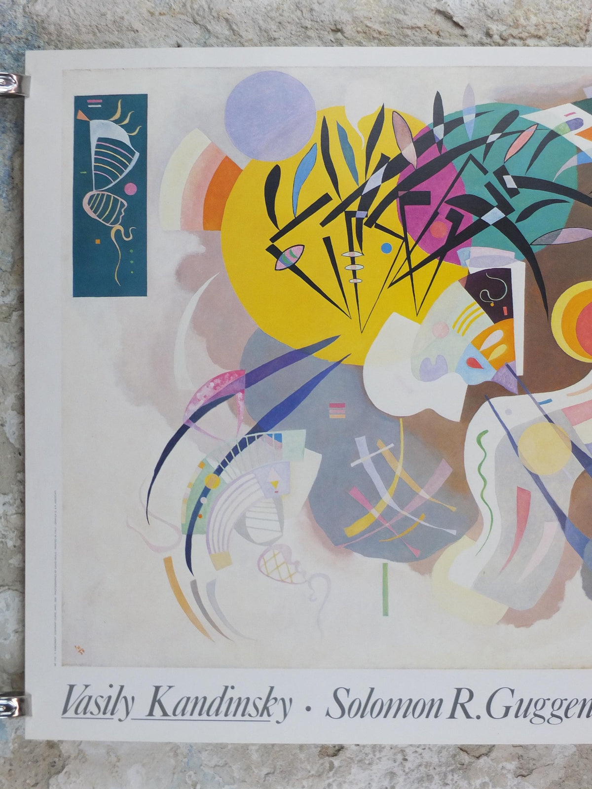 1980s Vasily Kandinsky Poster, Dominant Curve 1936, abstract art and expressionism, Guggenheim gallery exhibition wall art decor
