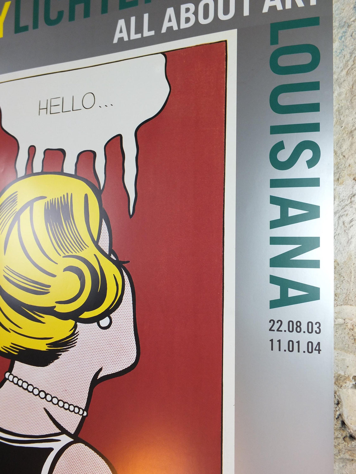 2003 Roy Lichtenstein Poster, "Hello" Cold Shoulder 1963, apprehensive blonde, All About Art, Gallery Exhibition wall art decor