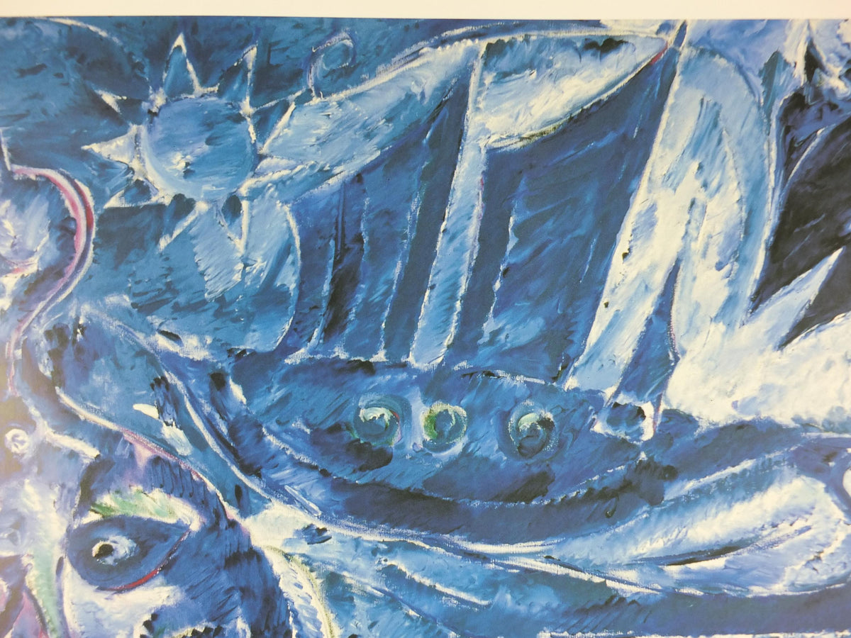 1973 Carl-Henning Pedersen Poster, Gods of the Sea, Havets Guder, Louisiana, COBRA movement, gallery exhibition, wall art decor