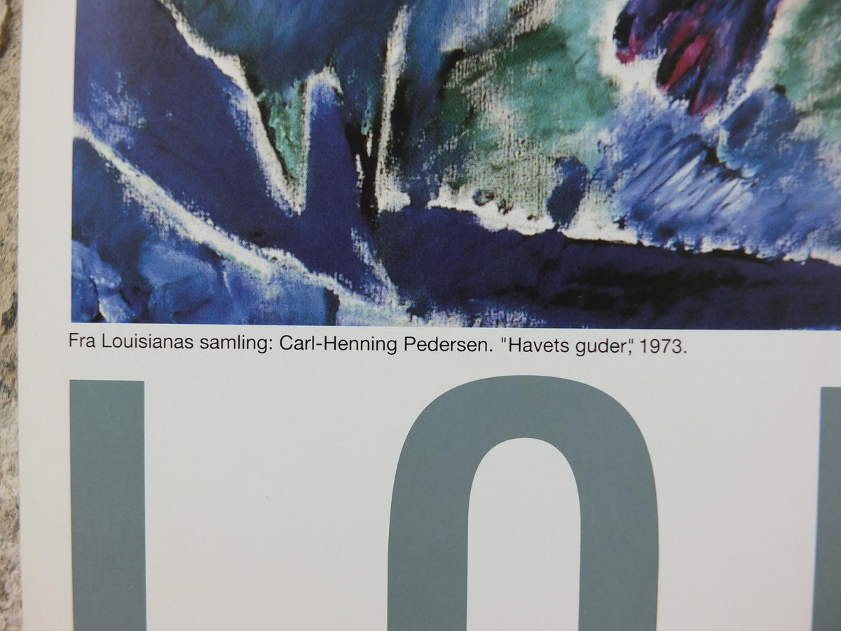 1973 Carl-Henning Pedersen Poster, Gods of the Sea, Havets Guder, Louisiana, COBRA movement, gallery exhibition, wall art decor