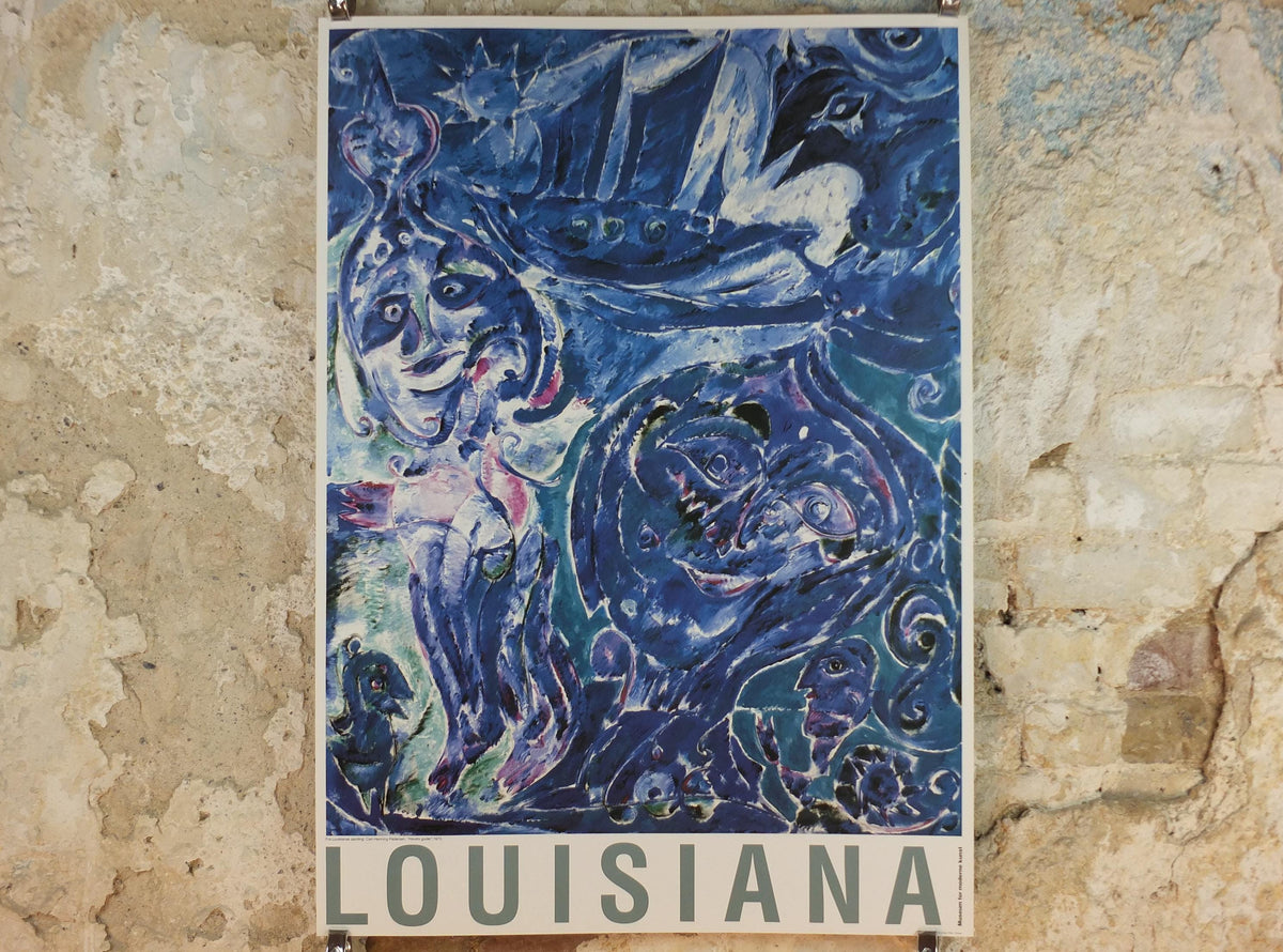 1973 Carl-Henning Pedersen Poster, Gods of the Sea, Havets Guder, Louisiana, COBRA movement, gallery exhibition, wall art decor