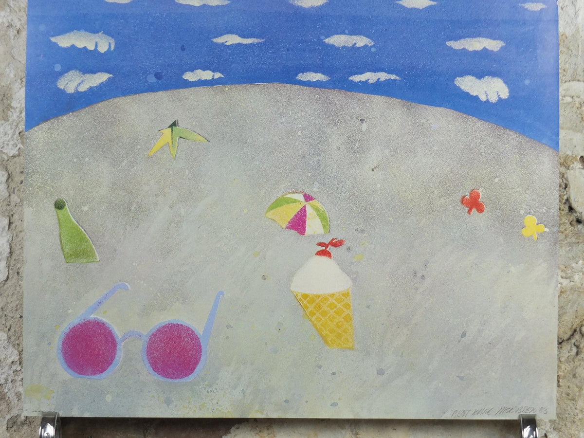 1983 Bent Karl Jacobsen Poster, Skagen Beach Scene, Skagens Museum, gallery exhibition, wall art decor