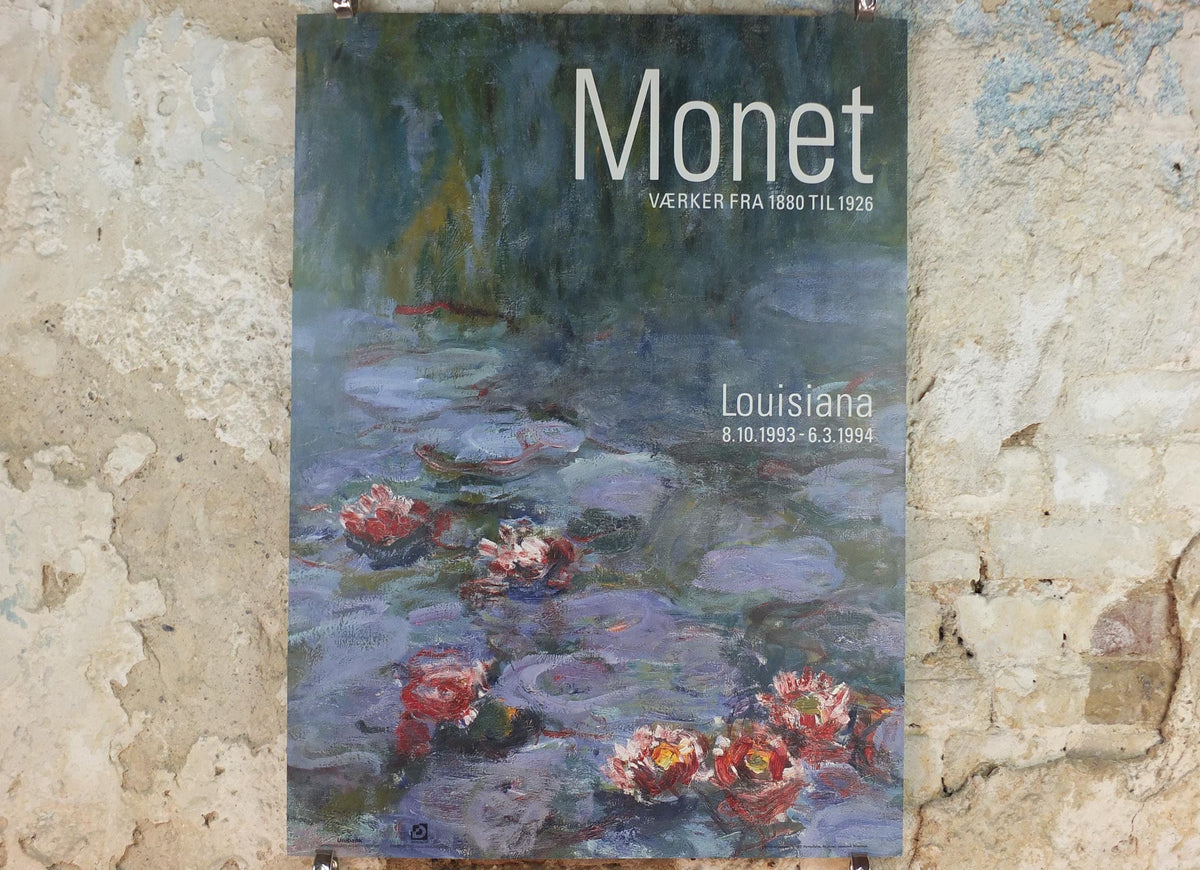 1993 Claude Monet Poster, Water Lilies, Louisiana Museum of Modern Art, Nymphéas, Åkander, Impression gallery exhibition, wall art decor