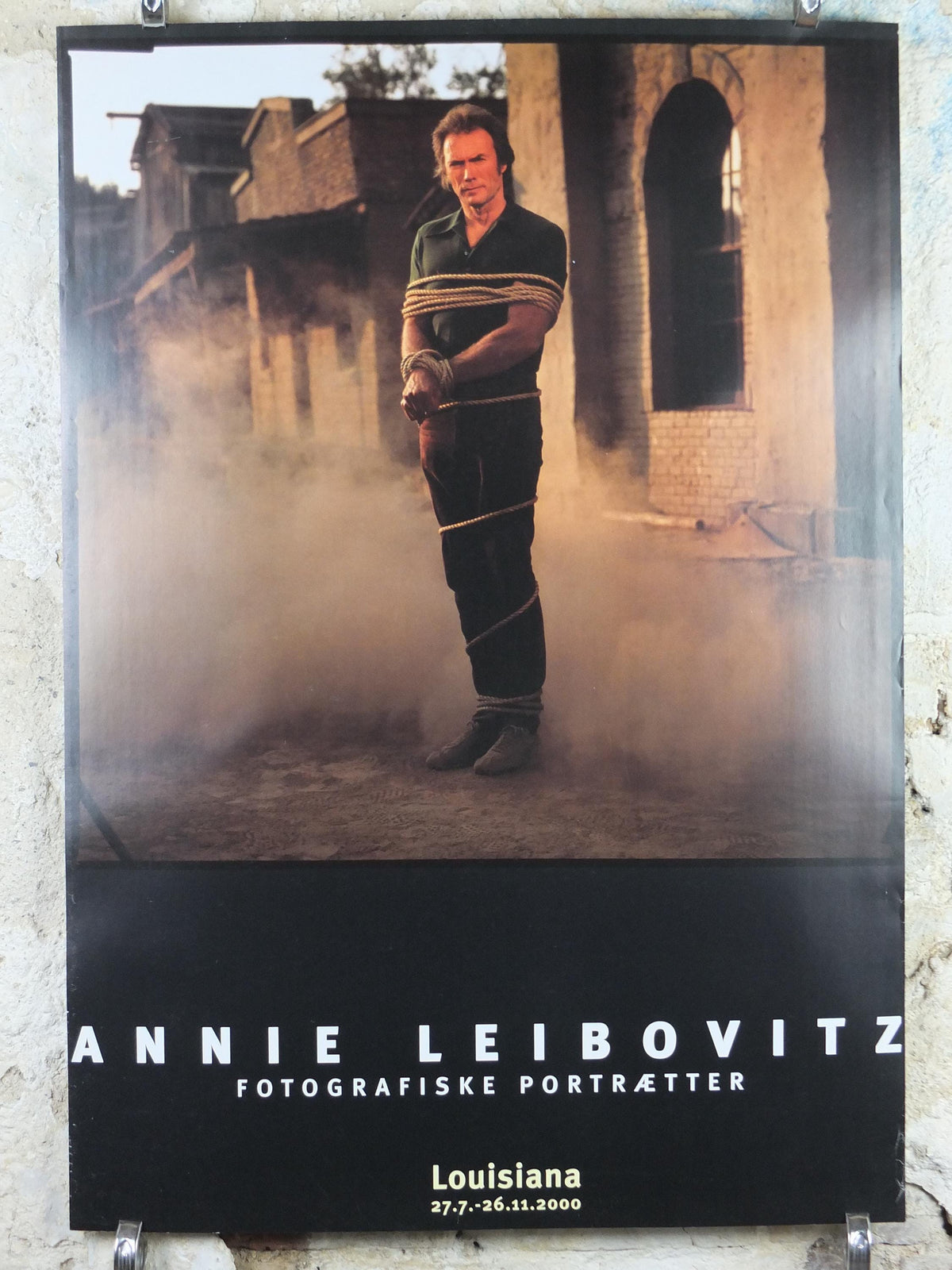 2000 Annie Leibovitz Poster, Clint Eastwood bound in rope, Louisiana, Copenhagen, photography gallery exhibition, wall art decor