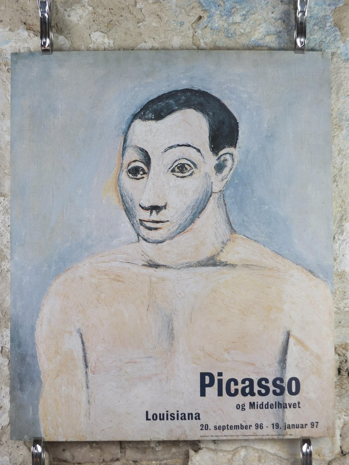 1996 Pablo Picasso Poster, Self Portrait 1906, Blue Period, Louisiana Museum of Modern Art, Copenhagen, gallery exhibition, wall art decor