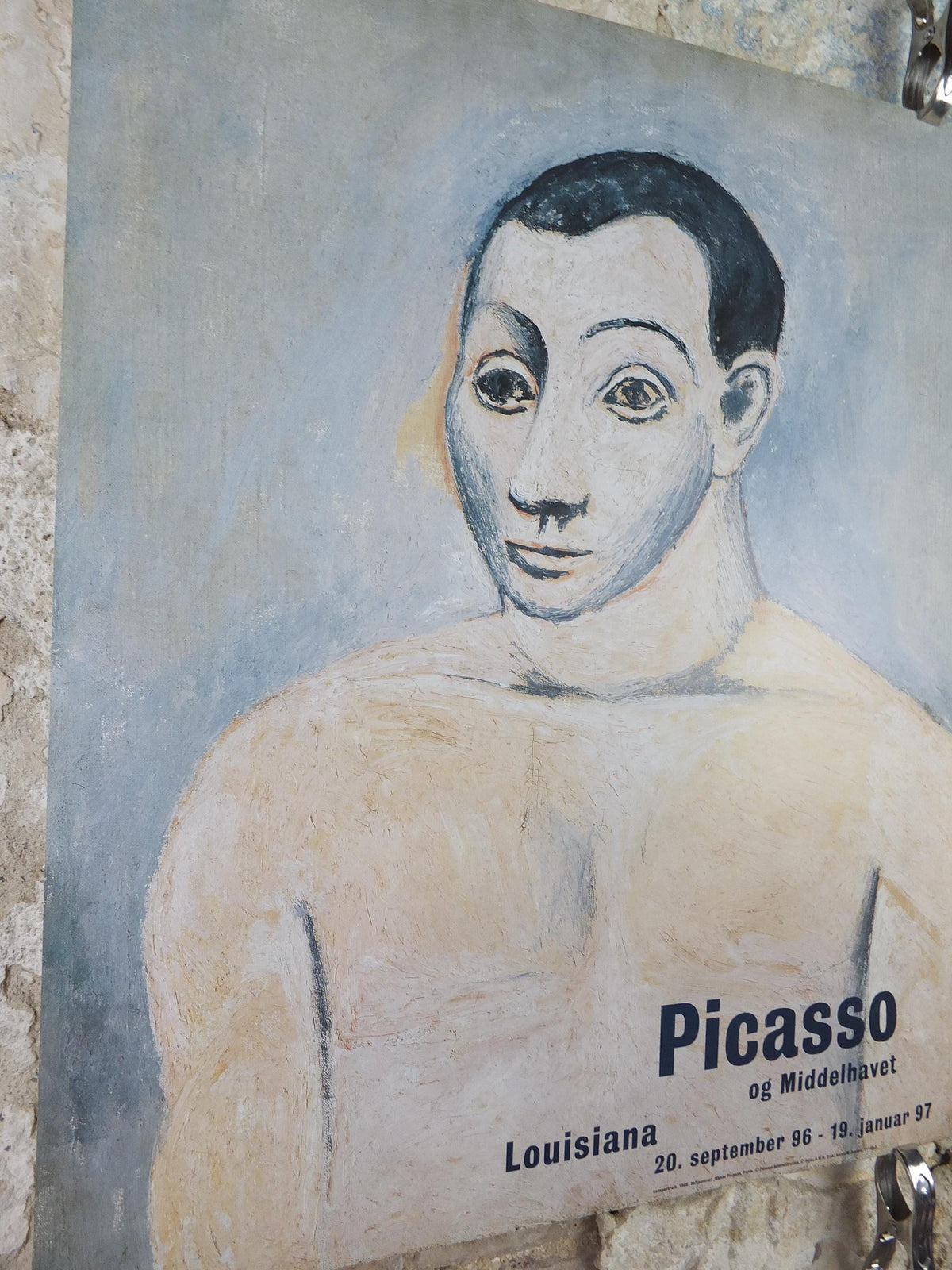 1996 Pablo Picasso Poster, Self Portrait 1906, Blue Period, Louisiana Museum of Modern Art, Copenhagen, gallery exhibition, wall art decor