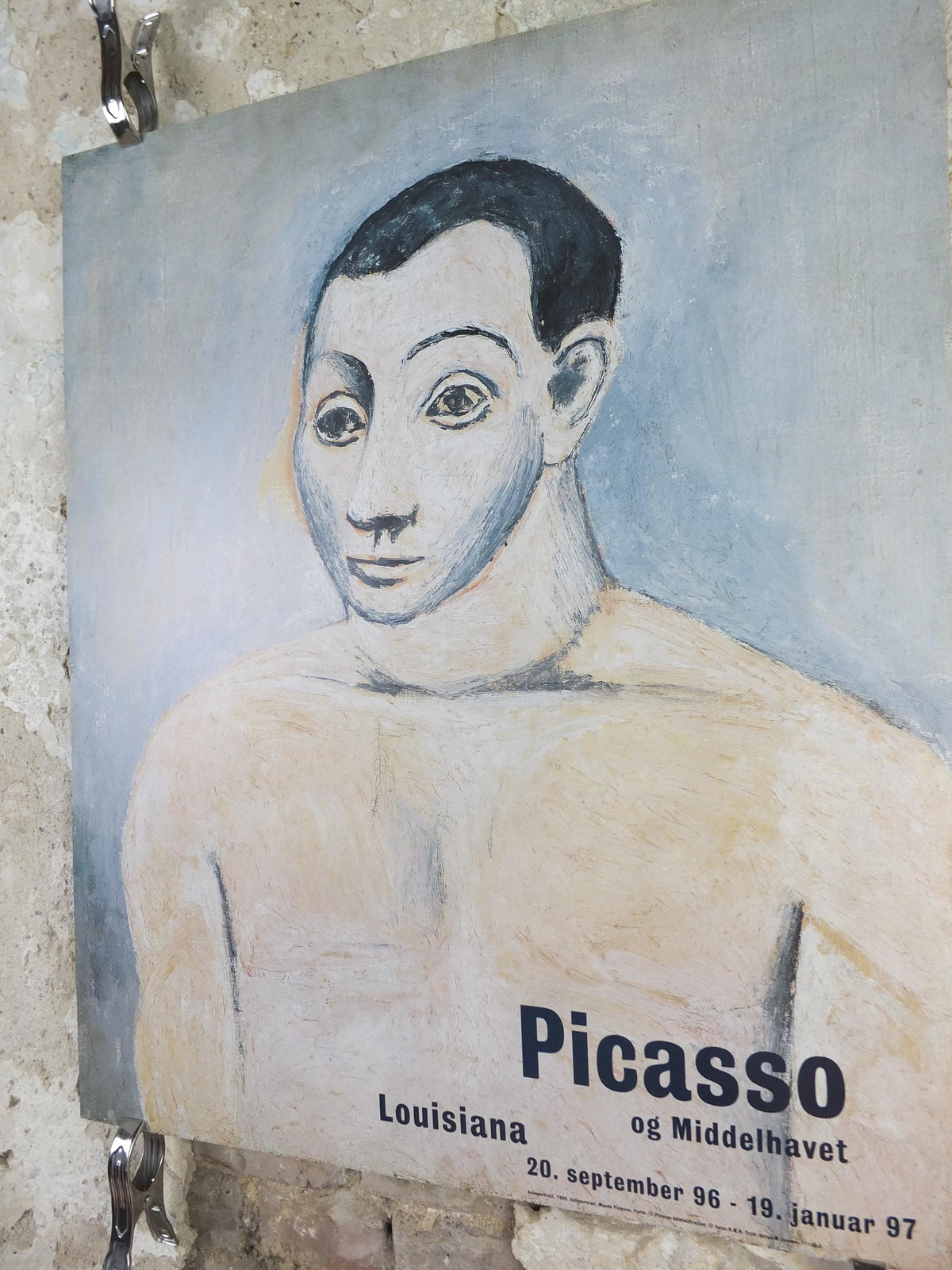 1996 Pablo Picasso Poster, Self Portrait 1906, Blue Period, Louisiana Museum of Modern Art, Copenhagen, gallery exhibition, wall art decor