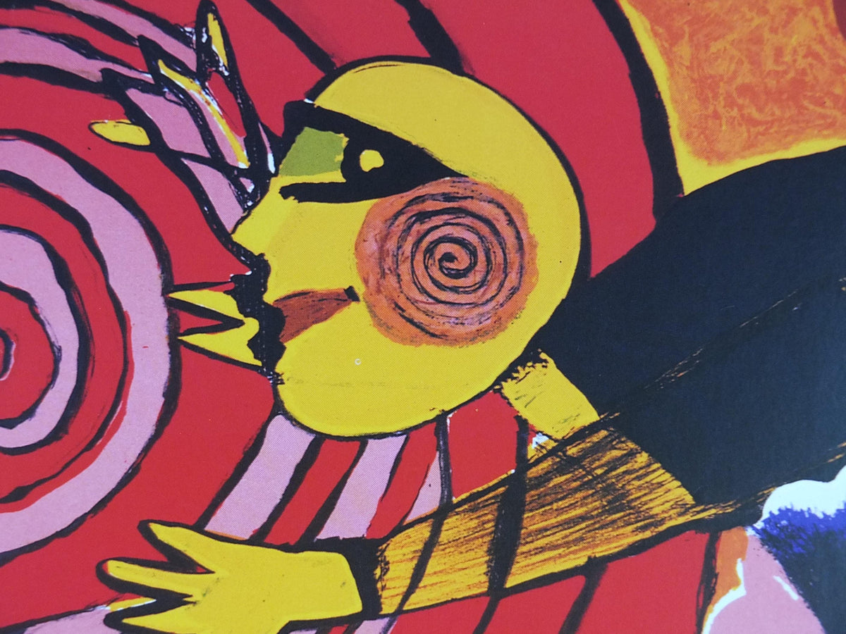 1997 Corneille Poster, Serpent Sun, Yellow Nude, Cobra Group, Reflex Movement, Guillaume Beverloo, artist gallery exhibition, wall art decor