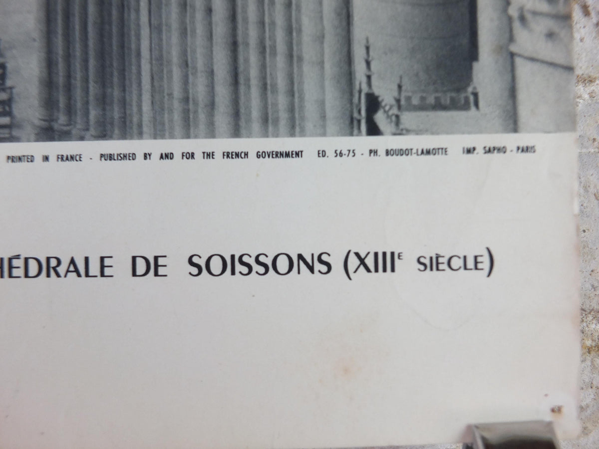 1960s Soissons Cathedral France Poster, printed by French Government, travel tourism holiday vacation wall art decor