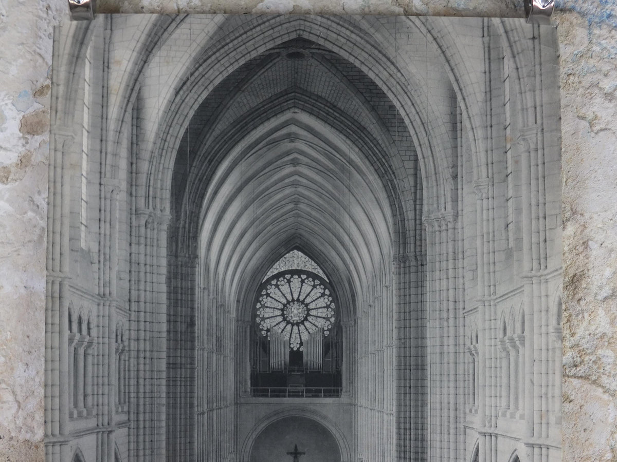 1960s Soissons Cathedral France Poster, printed by French Government, travel tourism holiday vacation wall art decor