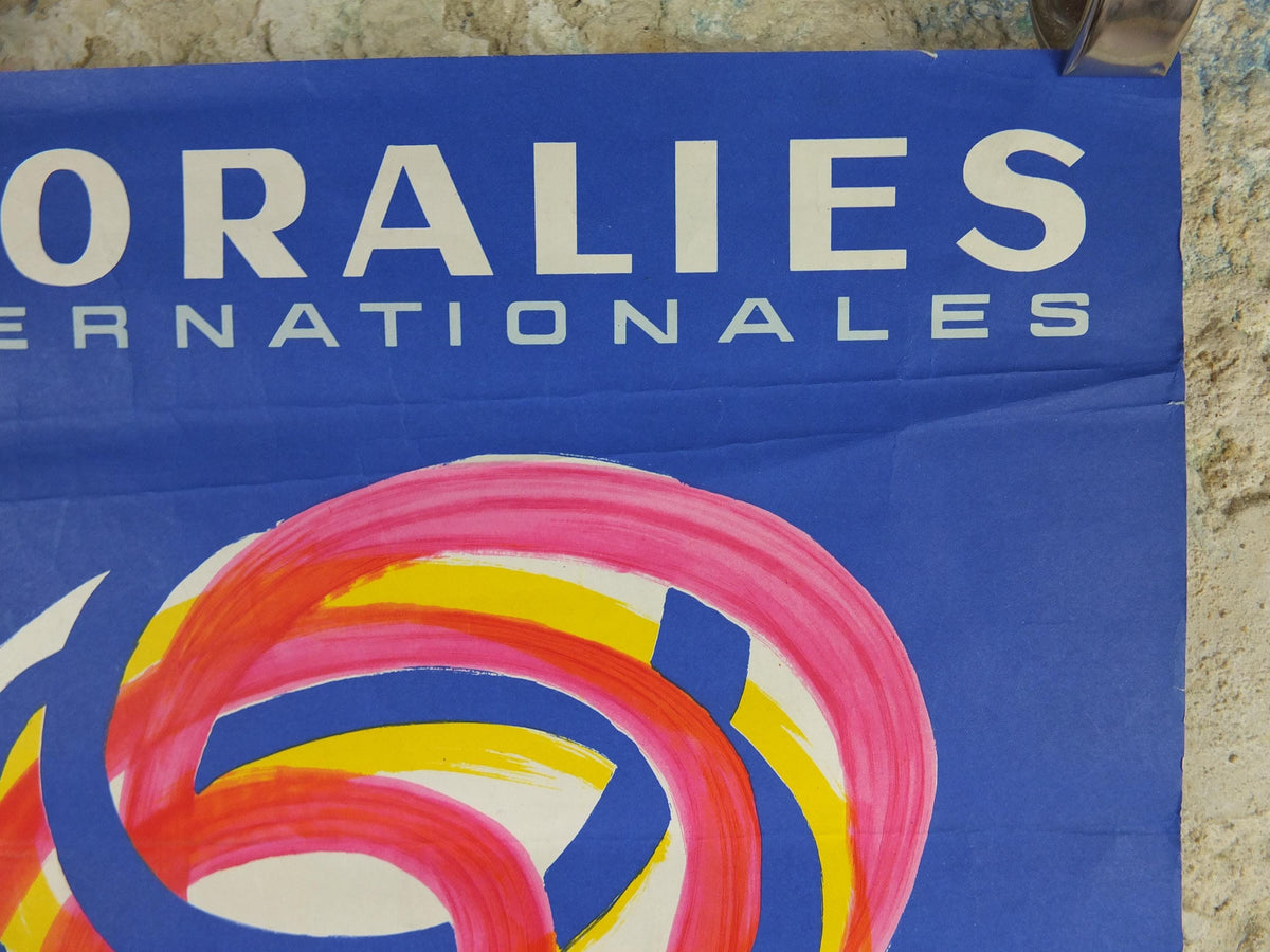 1964 International Paris Flower Show Poster, Floralies Internationales, Paris, Palais de la Defense, by Villemot, retro wall art decor
