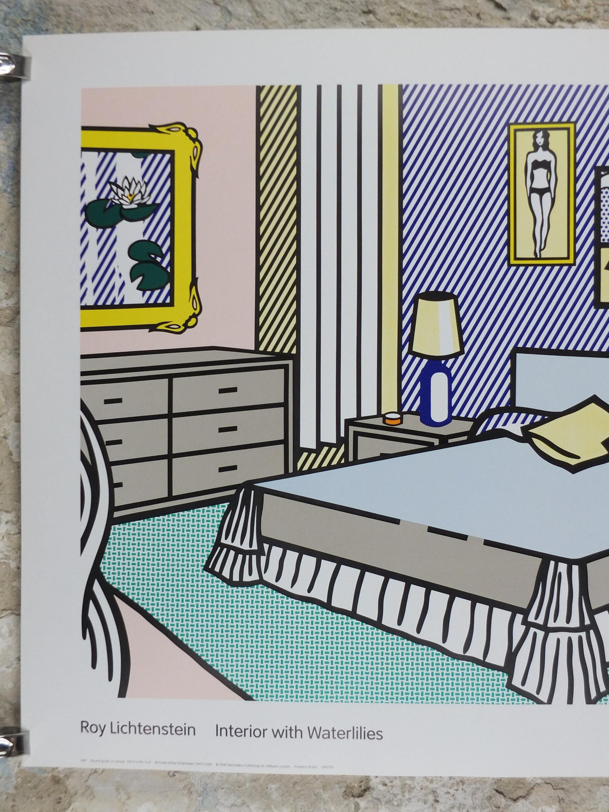2000 Roy Lichtenstein Poster, Interior with Waterlilies 1991, Tate Gallery, London, Pop Art artist gallery exhibition, wall art decor