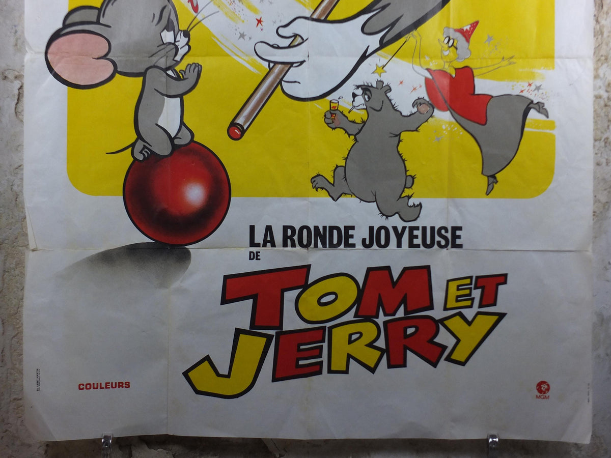 1970 Tom and Jerry Poster, La Ronde Joyeuse de Tom et Jerry, Cat and Mouse, Original French Grande size, wall art cinema film memorabilia