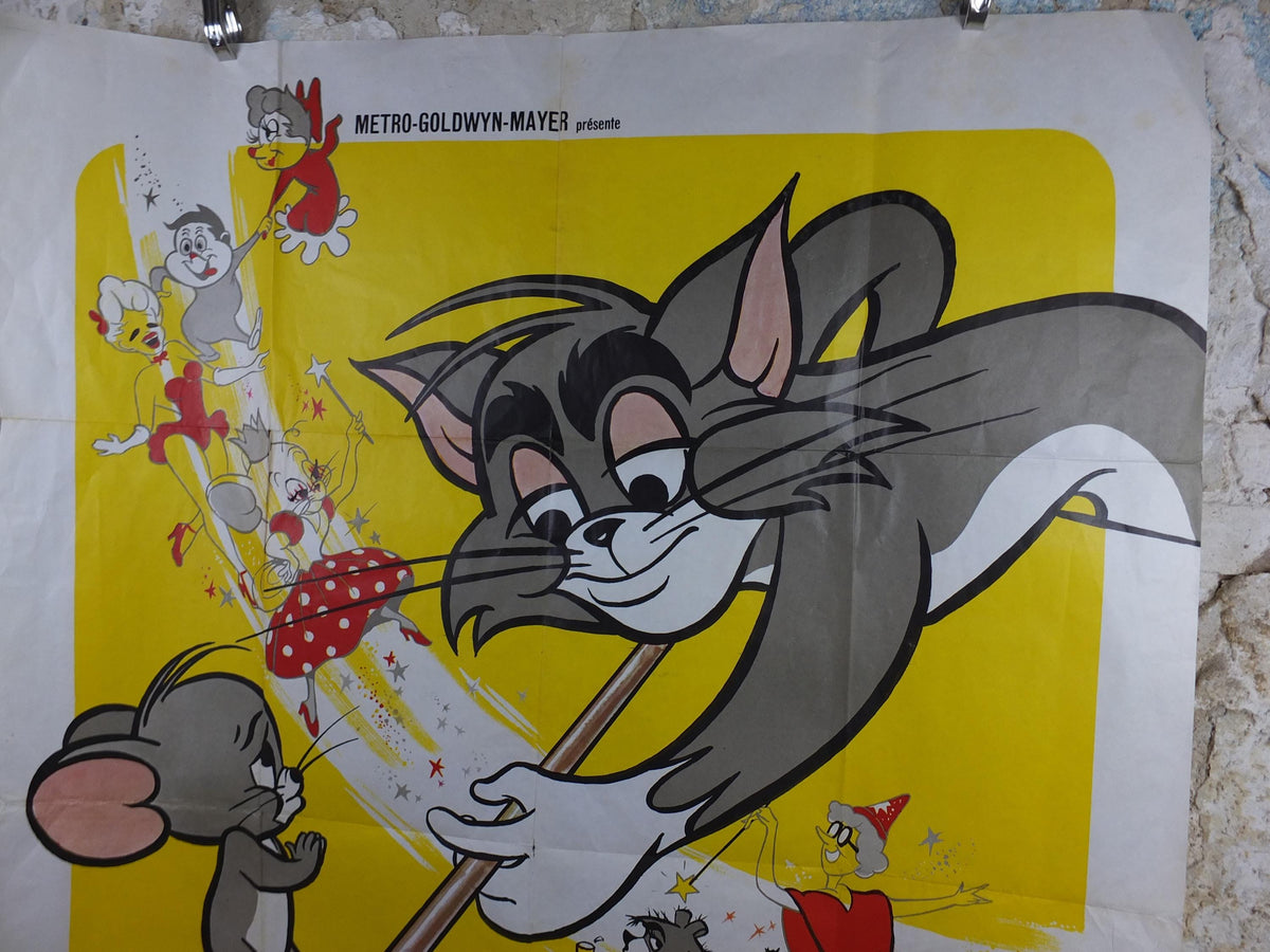1970 Tom and Jerry Poster, La Ronde Joyeuse de Tom et Jerry, Cat and Mouse, Original French Grande size, wall art cinema film memorabilia