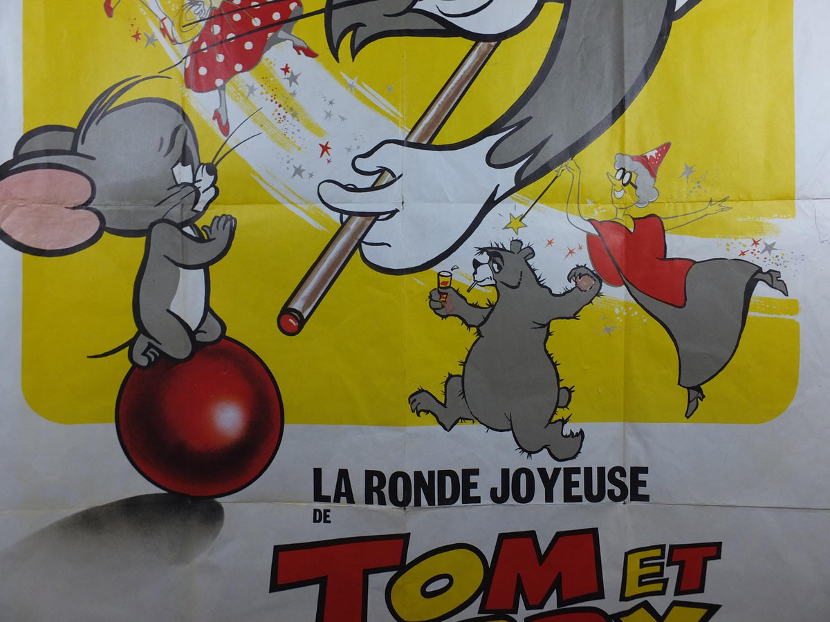 1970 Tom and Jerry Poster, La Ronde Joyeuse de Tom et Jerry, Cat and Mouse, Original French Grande size, wall art cinema film memorabilia
